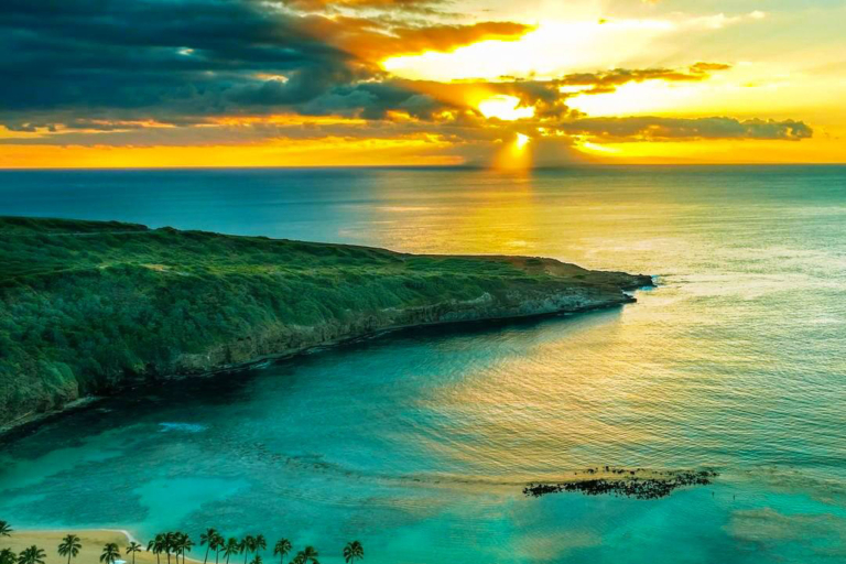 Lovely Sunrise Over Hanauma Bay On Oahu Blue Hawaiian Helicopters