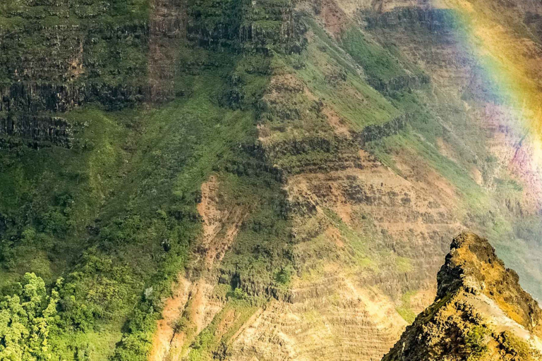Waimea Canyon Waterfall And Rainbow Kauai Feature